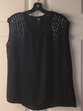 bobeau Black Sleeveless Top with Silver Stud Detailing
